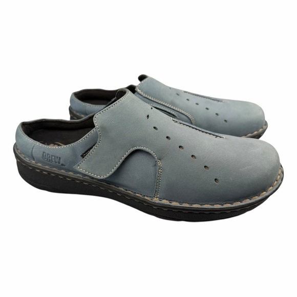 Drew Men’s Juniper 8.5 WW Blue Genuine Leather Supportive Adjustable Strap Mules